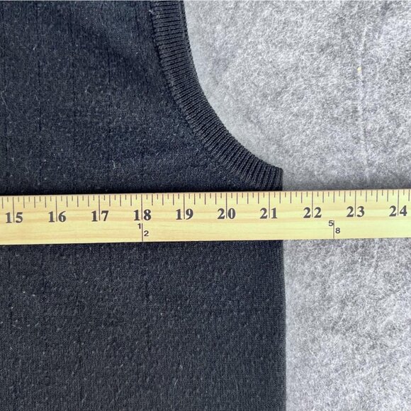 Franco Rossi Mens Large Sweater V Neck Vest Black Merino Wool Blend Italy - Picture 6 of 8